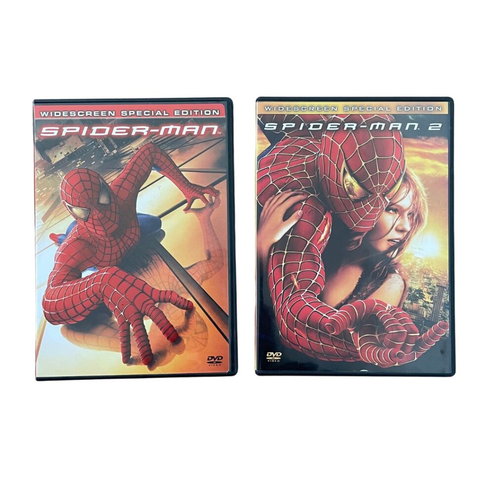 Spider-Man 1 & 2 DVD Movie 2002 2004 Marvel Tobey Maquire Superhero Very Good